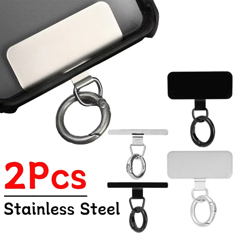Stainless Steel Hanging Chain Anti-Lost Universal Metal Clips Phone Lanyard Tether Strap Tab Card Ultra-Thin Cell Phone Patches