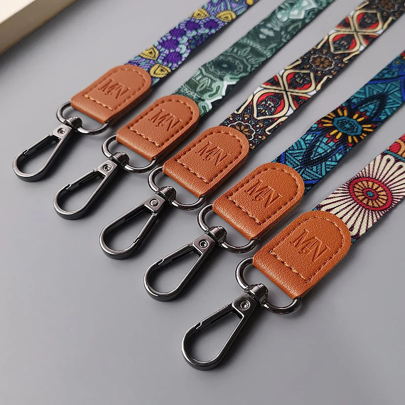 Retro Totem Pattern Crossbody Cell Phone Lanyard Adjustable Hanging Neck Mobile Phone Strap Pendant with Universal Card Gasket