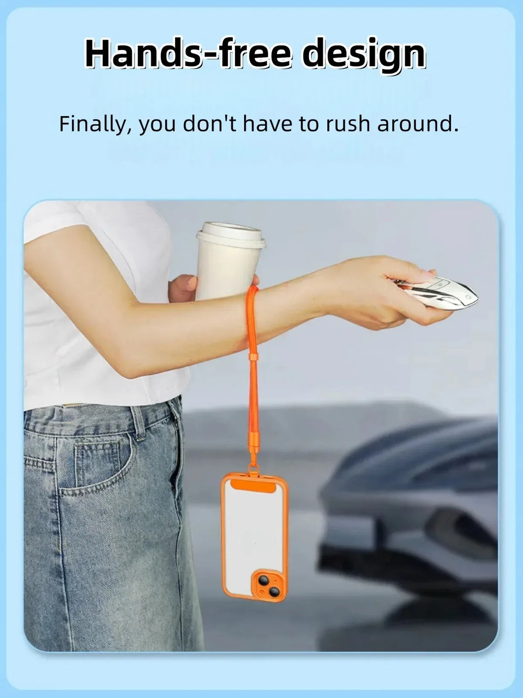 Universal Phone Lanyard with Clip Upgraded Anti-Drop 360° Rotation Adjustable Neck/Crossbody Strap for All Phone Cases