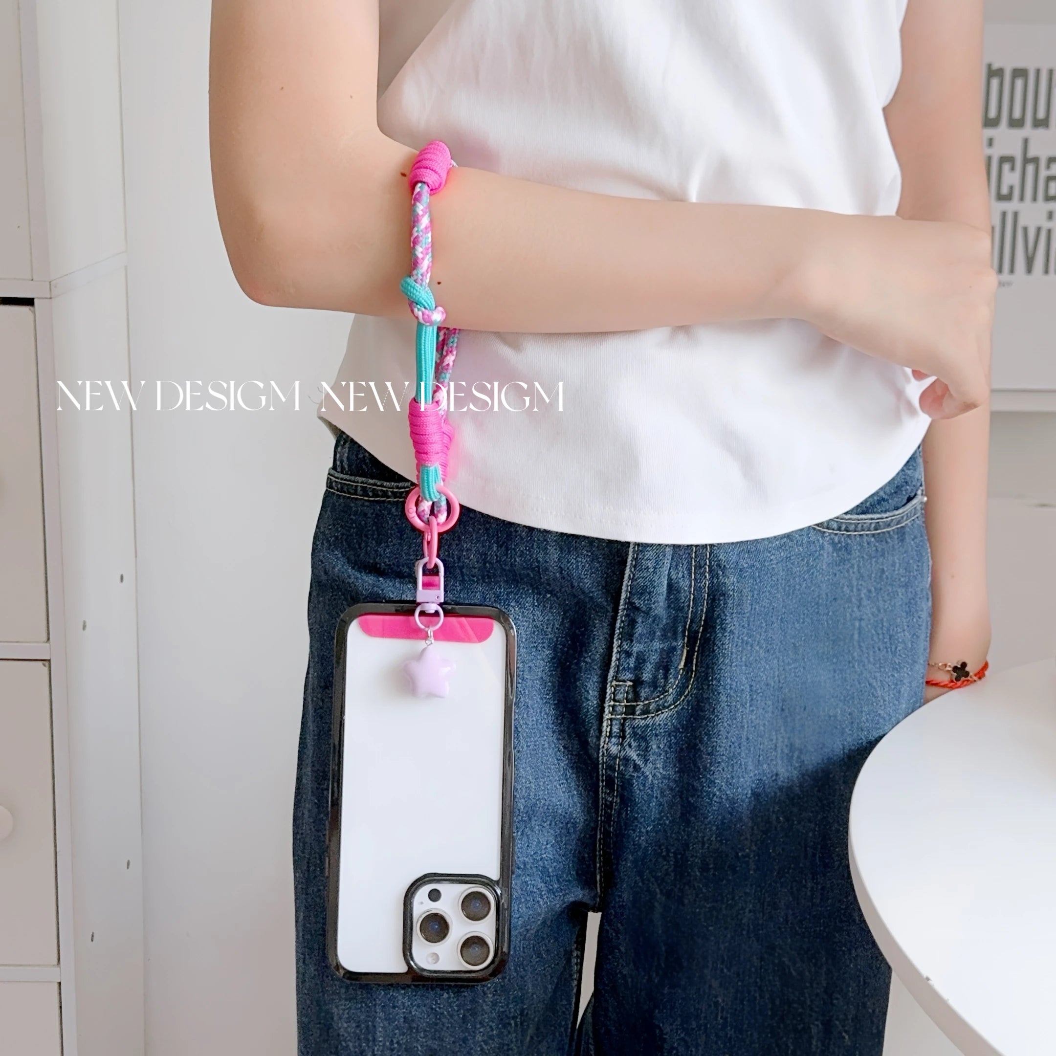 1Pc Phone Wrist/Thumb Strap - 2-In-1 Adjustable Short Braided Rope, Strong & Durable, for Both Men & Women