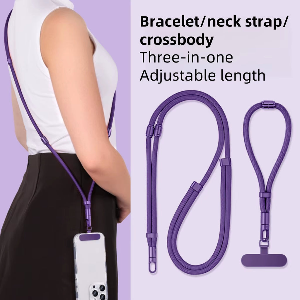 3-In-1 Switchable Mobile Phone Lanyard Adjustable Length Universal Mobile Phone Case Strap