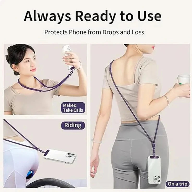 Universal Phone Lanyard Crossbody Necklace Strap Phone Adjustable Long Hanging Rope Anti-Lost Durable Sturdy Lanyard for Iphone