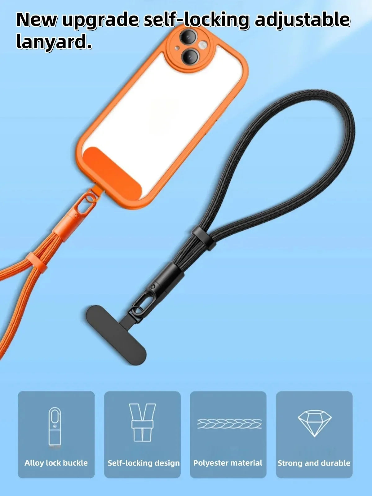 Universal Phone Lanyard with Clip Upgraded Anti-Drop 360° Rotation Adjustable Neck/Crossbody Strap for All Phone Cases