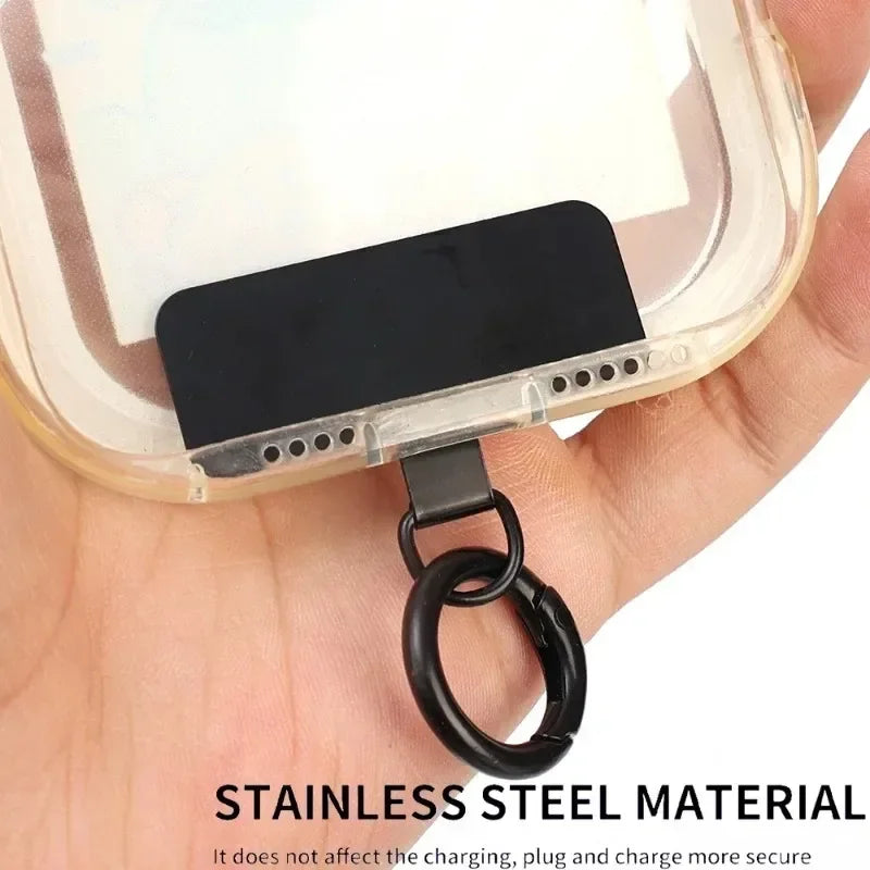 Stainless Steel Hanging Chain Anti-Lost Universal Metal Clips Phone Lanyard Tether Strap Tab Card Ultra-Thin Cell Phone Patches