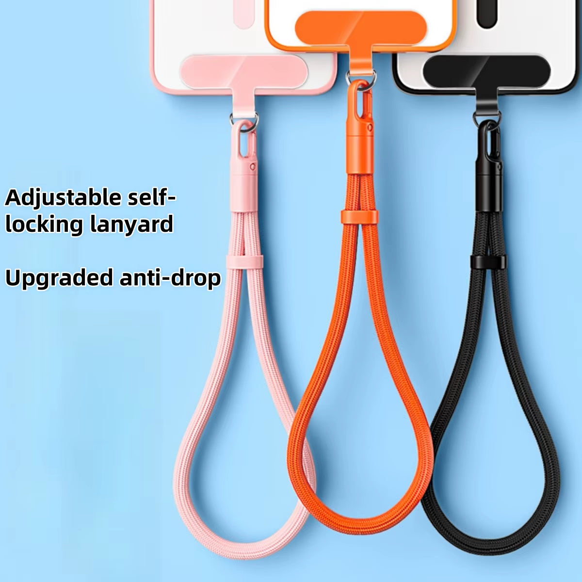 Universal Adjustable Mobile Phone Lanyard Short Wrist Strap with Self-Locking Anti-Drop Design Durable Polyester Phone Strap